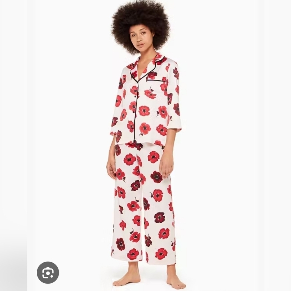 Kate Spade New York Women' 3/4 Sleeve Pajama Set Size XS Satin Floral Comfy